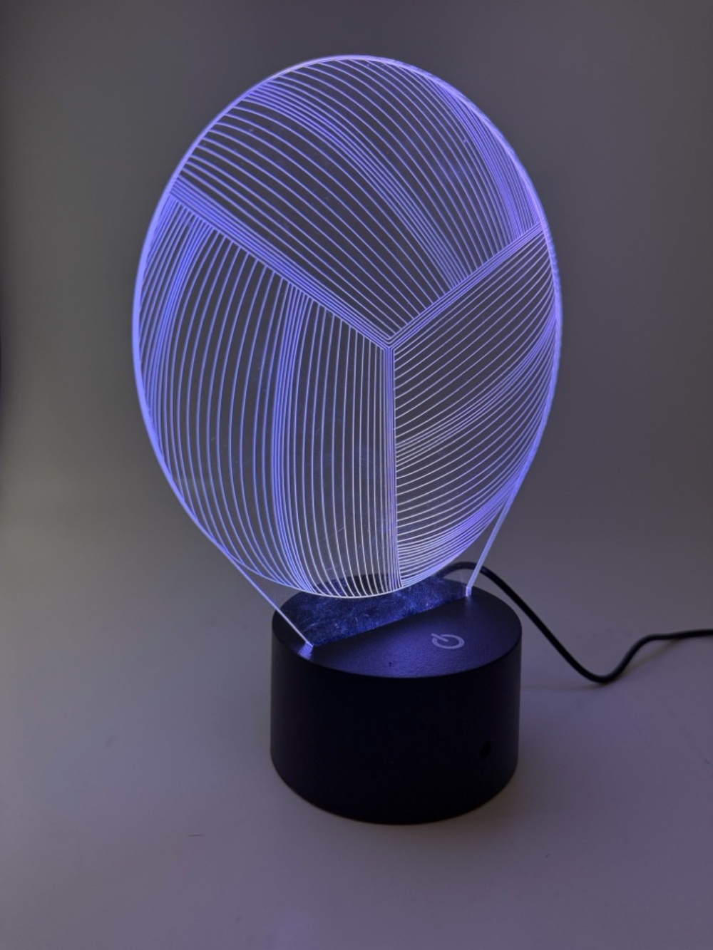Modern Acrylic Volleyball LED Night Light with Black Touch Base - Picture 4 of 10